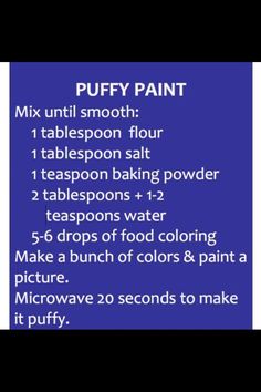 the instructions for how to use puffy paint