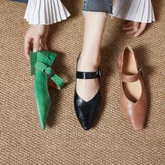 Comfortable, One of Kind. Sandals online shop,|Sheep Skin|Rubber|Low Heels|Ponited|Buckle Strap|Female|Sheep Skin|2.5cm|Bean Green|Camel|Black|35|36|37|38|39|40|Summer Spring Mary Jane Flats With Pointed Toe, Spring Mary Jane Pointed Toe Flats, Spring Pointed Toe Flats With Buckle Closure, Trendy Leather Pointed Toe Flats For Spring, Brown Pointed Toe Flats For Summer, Casual Leather Pointed Toe Flats For Summer, Summer Mary Jane Flats With Pointed Toe, Cowhide Boots, Shoes Elegant