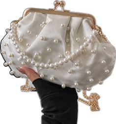 Chic Pearl Embellished Evening Bag For Party, Chic Pearl Embellished Shoulder Bag For Party, Handheld Pearl Embellished Shoulder Bag For Party, Ruched Bag, Phone Gift, Pearl Decor, Pearl Chain, All Fashion, Faux Pearl