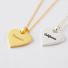 "** HEART COORDINATES NECKLACE, made from sterling silver with silver, 18k gold plated or 18k rose gold plated finish. This necklace can be personalized with any location, plus a short message engraved on the other side as you wish (up to 3-4 words). You can just simply give us the address, we will convert it into coordinates for you. I T E M ∙ D E T A I L S * Material: Sterling silver * Color: Sterling silver, 18k Yellow gold-plated, 18k Rose gold-plated * Word limits: 1 location or 3-4 words o Engravable Heart Pendant Jewelry, Heart Pendant Jewelry With Engraving Option For Gift, Valentine's Day Pendant Necklaces With Engraving Option, Valentine's Day Pendant Necklace With Engraving Option, Personalized Sterling Silver Charm Necklace With Hallmark, White Gold Necklaces With Hallmarks For Anniversary Gift, Rose Gold Sterling Silver Charm Necklace For Anniversary, Rose Gold Sterling Silver Name Necklace Gift, Classic Sterling Silver Charm Necklace For Valentine's Day