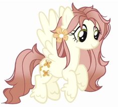 a pinkie pony with flowers on its tail