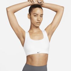 From dawn to dusk, the Alate All U bra moves naturally with you. Light support gives you a gentle hold with plenty of freedom that's great for low-impact workouts or all-day comfort. A lightweight, sewn-in spacer lining feels breathable while still giving you a little coverage. With soft, stretchy fabric that feels like a second skin on the inside and cozy, subtly ribbed fabric outside, your bra will be the last thing on your mind. Nike Sports Bra, White Sports Bra, Aerobics Workout, Sport Bra, Nike Sports, Sport Bh, Low Impact Workout, U Neck, Women Lifestyle