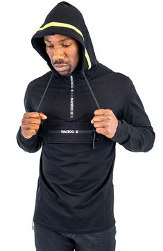 Branded zippers add a signature touch to this half-zip hoodie boasting reflective details for heightened visibility. Half-zip closure Drawstring hood Chest zip-flap pocket Side zip vents Reflective details enhance visibility in low light or at night 65% polyester, 25% viscose, 10% elastane Dry clean Made in Turkey Sporty Long Sleeve Hoodie With Ykk Zipper, Hooded Athleisure Activewear With Zipper Closure, Black Half-zip Hoodie, Hooded Track Jacket With Reflective Details For Sports, Functional Streetwear Activewear With Kangaroo Pocket, Hooded Zipper Closure Hoodie For Sports, Sporty Half-zip Hoodie With Kangaroo Pocket, Hooded Track Jacket With Reflective Details, Urban Half-zip Hoodie With Drawstring