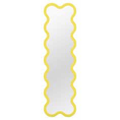 a yellow scalloped mirror on a white background