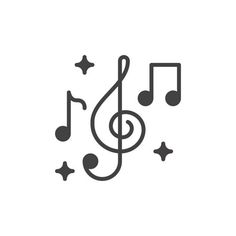 music notes and stars on a white background