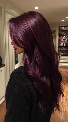 Fall hair colors dark Deep Plum Hair Color, Dark Hair Shades, Dark Plum Hair, Plum Hair Color, Hair Colors For Dark Hair, Deep Plum Hair, Fall Hair Colors Dark, Burgundy Brown Hair, Hair Colors Dark