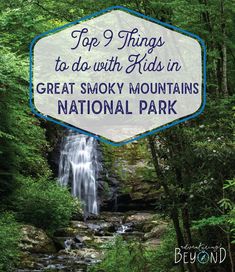 the great smoky mountains national park with text overlay that reads top 9 things to do with kids in great smoky mountains national park