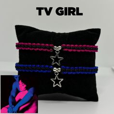 TV Girl Inspired adjustable bracelets💙 Trendy Adjustable Charm Bracelet For Parties, Adjustable Wristband For Friendship, Casual Wristband As Gift, Pink Adjustable Wrap Bracelet, Trendy Wrap Bracelet Gift, Trendy Adjustable Wrap Bracelet For Party, Sliding Knot Bracelets For Friendship, Trendy Braided Bracelet For Gift, Black Adjustable Charm Bracelet