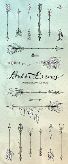 an old fashioned set of arrows and arrows with the words bird arrow written on them