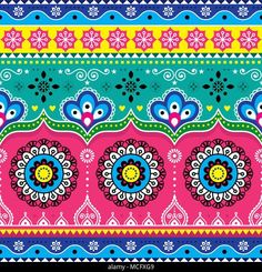 an abstract colorful background with flowers and paisleys stock photo - 959782