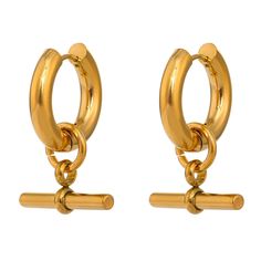 Shape\pattern: Geometric Material: Metal Item Type: Earrings Electroplate: Real Gold Plated Earring Type: Hoop Earrings Statement Hoop Earrings, Chunky Earrings, Unusual Earrings, Yellow Earrings, Bar Pendant, Huggie Earrings, Bar Earrings, Earrings Statement, Gold Earrings Dangle