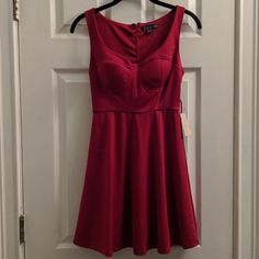 Never Worn, Tags Still Attached. Vibrant Red Tank Dress With Shaped Cups (I'd Recommend For An A Or B), Fitted On The Top And Flared At The Waist. There Are Belt Loops At The Waist But It Is Missing The Belt - Would Look Nice With A Solid Black Waist Belt Or Loops Can Be Cut Off Without Changing The Dress! Red Fit And Flare Mini Dress For Night Out, Red Fit And Flare Mini Dress For Date Night, Forever 21 Fitted Mini Dress Lined, Forever 21 Red Mini Dress For Party, Red Mini Dress For Party By Forever 21, Forever 21 Red Party Mini Dress, Red Party Mini Dress From Forever 21, Red Sleeveless Forever 21 Dress, Fitted Red Mini Dress By Forever 21