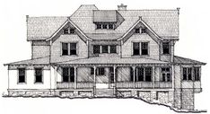 this is an artist's rendering of the front elevation of these victorian house plans