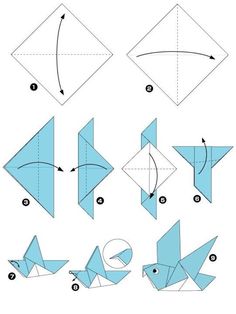 how to make an origami bird out of paper - step by step instructions