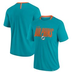 Rep your Miami Dolphins fandom from the first snap to the final whistle with this Fanatics Defender Fade Slant T-Shirt. This tee is made with breathable polyester fabric that will keep you cool and comfortable all day long. The bold Miami Dolphins wordmark printed across the torso leaves no doubt which team you support. Moisture-wicking Crew Neck Fan Apparel T-shirt, Team Spirit Moisture-wicking Jersey T-shirt, Sports Fan Short Sleeve Moisture-wicking T-shirt, Pre-shrunk Jersey Sports T-shirt, Moisture-wicking Sports Fan T-shirt For Fan Gear, Sports Team Logo Short Sleeve T-shirt, Sports Team Logo T-shirt With Short Sleeves, Moisture-wicking Short Sleeve Fan Apparel T-shirt, Moisture-wicking Short Sleeve T-shirt For Fans