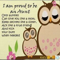 an owl and her baby sitting on a tree branch with the words, i am proud to be an infant