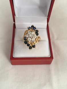 Amazing 14K Gold 0.75cts Diamonds 1.75cts Sapphires Rich Blue | Etsy Formal Cluster Sapphire Ring With Vvs Clarity, Formal Vvs Clarity Cluster Sapphire Ring, Sapphire Multi-stone Cluster Diamond Ring, Anniversary Sapphire Ring Marquise Cut Multi-stone, Sapphire Cluster Diamond Ring With Multi-stones, Anniversary Multi-stone Marquise Cut Sapphire Ring, Marquise Cut Multi-stone Sapphire Ring For Anniversary, Blue Diamond Cluster Ring For Formal Occasions, Formal Blue Diamond Cluster Ring