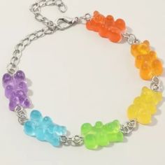 Jelly Candy Gummi Bear Look Multi-Color Bracelet Gummy Bear Outfit, Sweet Multicolor Friendship Jewelry, Sweet Multicolor Bracelet Jewelry, Trendy Red Plastic Bracelets, Trendy Red Plastic Bracelet, Multicolor Casual Jewelry For Gifts, Cute Rainbow Plastic Bracelets, Cute Rainbow Colored Plastic Bracelets, Sweet Multicolor Bracelets As Gifts