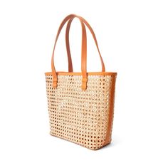 The Ideal basket tote bag. Handcrafted using our cane rattan with premium genuine leather. The perfect light, easy to pack for your travel adventures carry all beach day, market run, summer lunch date shoulder tote bag. (PRODUCT INFO): Material: Genuine Cow leather + Cane RattanLining: Unlined interiorSize: 14" W x 11" H x 4.3" DOpen top no closure (SHIPPING INFO): All our items are made-to-order, therefore please allow 3-5 business days for production. Our goal is to become more sustainable thr Rattan Tote Bag With Woven Leather, Everyday Straw Bag With Gold-tone Hardware And Double Handle, Palm Leaf Bag, Eco-friendly Rectangular Rattan Beach Bag, Eco-friendly Rattan Tote Shoulder Bag, Eco-friendly Woven Rattan Beach Bag, French Basket, French Baskets, Basket Tote