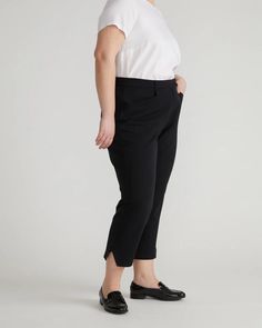 Henning x US Mercer Pants - Black | Universal Standard Tapered Leg Capris For Workwear, Cropped Leg Cargo Pants For Workwear, Classic Black Cropped Leg Pants, Classic Cropped Leg Stretch Bottoms, Classic Stretch Cropped Leg Bottoms, Classic Cropped Leg Bottoms For Work, Classic Stretch Bottoms With Cropped Leg, Classic Stretch Cropped Bottoms, Classic Cropped Leg Pants For Business Casual