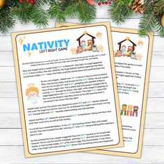 nativity letter and game with christmas decorations