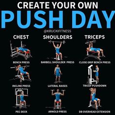 a poster with instructions on how to use the push day bench press - up machine