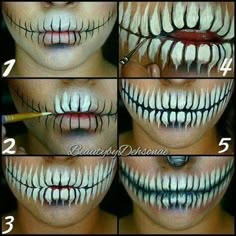 Airbrush Halloween Makeup, Halloween Face Paint Scary, Mouth Makeup, Skull Teeth, Extreme Make-up, Scary Halloween Makeup, Halloween Face Paint, Makeup Zombie