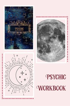 the psychic workbook is shown in three different colors and styles, with an image of the