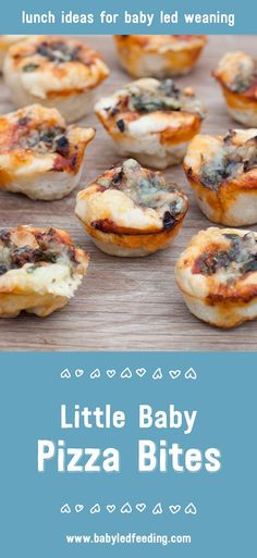 little baby pizza bites with text overlay that reads lunch ideas for baby led weaning