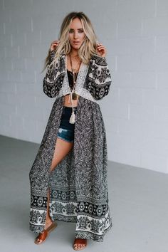 This soft, airy fringed hemmed open kimono adds festival ready style to your wardrobe plus adds a gracefull hint of coverage.   Fits True To Size - Alexa is 5' 8" and wearing a size small. Measurements for size small.   Dimensions 40" x 27.5" 30% Viscose, 70% Polyester Hand wash cold, Lay flat to dry Import Mens Fashion Cardigan, Cheap Streetwear, Casual Jackets For Women, Outfits For Teenage Guys, Minimal Streetwear, Open Kimono, Cardigan Kimono, Bohemian Kimono, Three Bird Nest