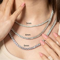 WIDTH 3mm,4mm,5mm Material 925 Sterling Silver, Custom 10K/14K Real Gold Diamond VVS Moissanite Diamond Style Tennis chain/Tennis necklace Hip Hop Rings, Diamond Tennis Necklace, Diamond Tester, Tennis Chain, Custom Pendants, Free Earrings, Tennis Necklace, Hip Hop Jewelry, Bracelet For Men