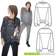 a woman's sweatshirt and pants sewing pattern