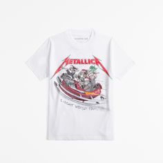 Comfortable short-sleeve tee in a soft cotton-blend fabric, with Metallica graphic detail at chest and back and crew neckline. Boy Post, Boys Tops, Def Leppard, Abercrombie Kids, Post Malone, Boys Top, Kids Boys, Size 13, Crew Neckline