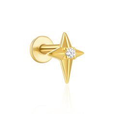 Shining Stars CZ Diamonds Flat Back Earrings Cartilage Stud Earrings, Gold Earrings Stud, Flat Piercing, Stars Earrings, Cartilage Earrings Stud, Dazzling Earrings, Cartilage Stud, Flat Back Earrings, Silver Flats