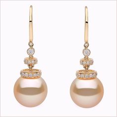 Yoko London 18ct Yellow Gold Golden South Sea Pearl and Diamond Earrings, from our Aurelia collection. Free global shipping. Oval Ring Gold, Wrapping Stones, Vintage Jewelry Repurposed, Earring Sets, Ear Ring, Pearl And Diamond Earrings, Yoko London, Earrings Inspiration