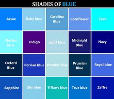 shades of blue are the most popular colors in the world, and they're all different