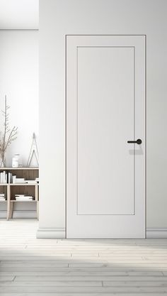 Shaker 1 Panel Primed Belldinni Modern Interior Door | Buy Doors Online Molded Interior Doors, Modern Single Door Design, 8 Foot Doors Interior, Interior Door Styles Craftsman, Natural Wood Doors Interior, Indoor Doors Modern, Flat Panel Interior Doors, Mod Revival, Space Door