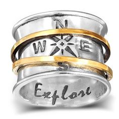 PRICES MAY VARY. FEELING FIDGETY IN A MEETING OR A CLASS? Meditation rings have meditative, anxiety-relief, and calming effects. This spinner ring will help you fidget everywhere while being gorgeous, and without distracting your surroundings. A lifesaver For any natural fidgeter! INSPIRED BY NATURE - Unique Compass ring with an "Explore" engraving in the inner part. The ultimate ring for any wanderlust soul. It can be worn on the middle or index finger and even as a thumb ring. SPIN FREELY, SMO Compass Ring, Magic Jewelry, Moonstone Rings, Vintage Compass, Rings Boho, Female Jewelry, Crafty Gifts, Fidget Rings, Silver Spinner Rings