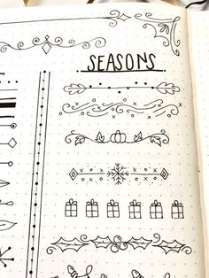 Winter Bujo Doodles, Doodle For Journal Ideas, Bujo Decoration Ideas, Aesthetic Journal Design Ideas, Border Journal Ideas, Underlining Ideas, Bullet Journal Borders Frames, Reading Journal Doodles, Journal Page Design Ideas