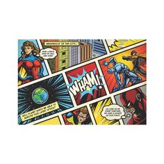 an image of comic panels with the words wham on them and images of superheros