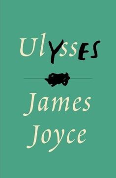 the cover of ulysses by james joyce, which is green with white lettering on it