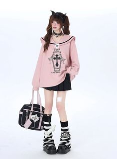 Pastel Gothic Oversized Sweatshirt – Pastel Kitten Oversized Anime Print Sweatshirt, Oversized Anime Print Casual Sweatshirt, Casual Oversized Anime Print Sweatshirt, Pink Oversized Harajuku Sweatshirt, Oversized Pink Harajuku Style Sweatshirt, Oversized Pink Harajuku Sweatshirt, Oversized Graphic Hoodie For Alternative Fashion, Oversized Graphic Print Hoodie For Alternative Fashion, Trendy Anime Print Sweatshirt For Fall