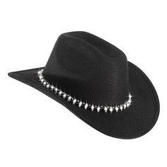 PRICES MAY VARY. ✨Comfortable Material - This hat is made of 65% cotton and 35% polyester, which is lightweight and skin-friendly. It is comfortable to wear for a long time without feeling uncomfortable and is very affordable and durable ✨Exquisite Design - The rhinestones of this cowboy hat sparkle under the light and combine fashion elements to make you the center of attention, perfect for everyday or party wear ✨Size - The head circumference of the hat is 56-58cm/22-22.8 inches, which is suit Cowboy Hats Black, Bling Cowgirl Hat, Feeling Uncomfortable, Rhinestone Cowgirl, Black Cowboy Hat, Bling Belts, Fashion Elements, Rhinestone Fringe, Hat Wide Brim