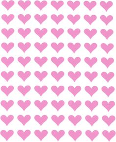 pink hearts are arranged in rows on a white background