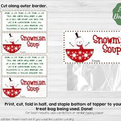 the snowman soup coup sheet is shown