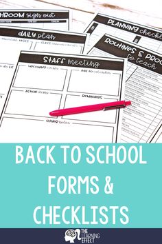 the back to school forms and checklist is shown