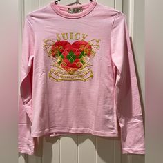 Very Good Quality With Stretch Cotton Fabricthe Chest Logo Is Printed On Velvet Material Sizem 90s Long Sleeve T-shirt For Spring, Pink Y2k Long Sleeve T-shirt, 90s Style Long Sleeve T-shirt For Spring, Pink Long Sleeve Y2k T-shirt, Pink Y2k Tops For Winter, Pink Y2k Style Winter Tops, Pink Y2k Winter Tops, Juicy Couture Baby, Mcbling Fashion