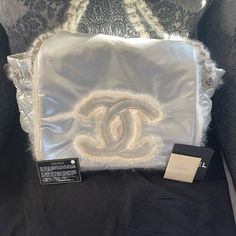 Chanel - Silver Vinyl Arctic Polar Ice Accordion Flap With The Original Paperwork And Card. Used It Twice, Like New. Check Out My Reviews! Chanel Bags, Chanel Bag, The Original, Like New, Chanel, Bag Lady, Purse, Vinyl, Cream