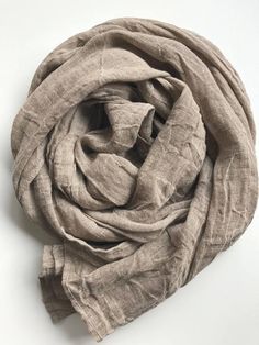 Natural Linen Scarf 20*67"-Rustic Scarf-Softened wrinkled linen shawl-Eco friendly Scarf-Scarf for Her/him-Boho Scarf-Pure Linen Scarf-gift Bohemian Linen Shawl, Beige Linen Bohemian Scarf, Bohemian Beige Linen Scarf, Boho Scarf, Linen Scarf, Boho Scarfs, Linen Scarves, Scarf Gift, Pure Linen