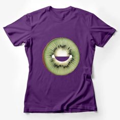 Smiling Kiwi Fruit Design T-Shirt, Happy Face Kiwi Graphic Tee, Unique Fruit Lover Gift Idea Female T-Shirt Custom graphic T-Shirt.Customize your color Funny Crew Neck T-shirt With Front Print, Purple Graphic Tee With Funny Print, Trendy Short Sleeve T-shirt With Fruit Print, Purple Slogan T-shirt With Crew Neck, Cute Fruit Print T-shirt, Fun Purple Crew Neck T-shirt, White T-shirt With Fruit Design For Spring, Cheap White T-shirt With Fruit Design, Cheap Short Sleeve T-shirt With Fruit Design